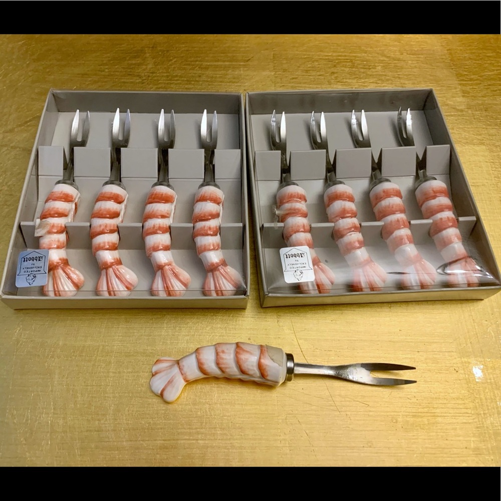 NIB 2 boxed set shrimp forks